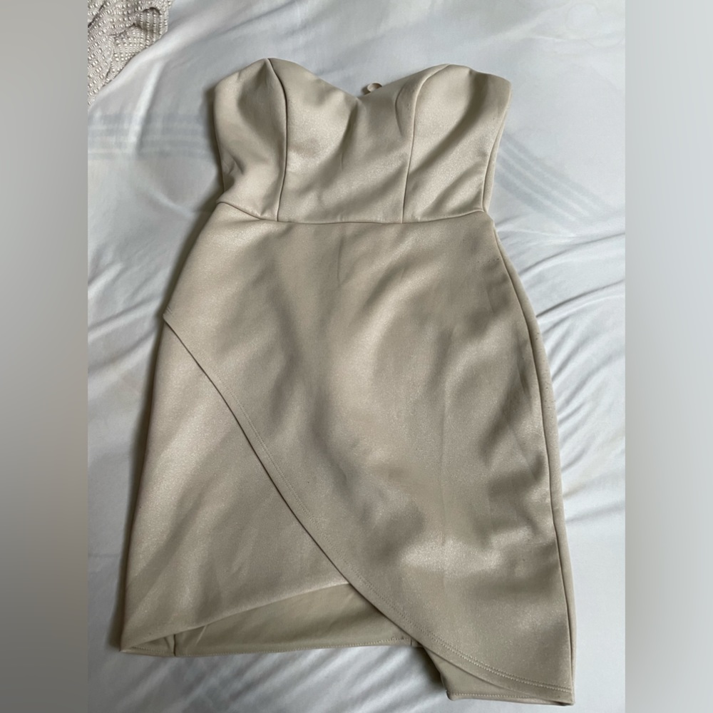 Gold Strapless Mini Dress